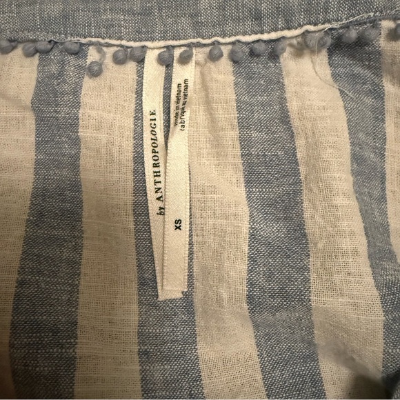 Anthropologie Striped Linen Dolman Lace Up Crop Boho Top XS - Picture 4 of 5